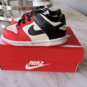 Red, black & white Nike dunk low toddler
